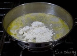 Butter and flour on a pan