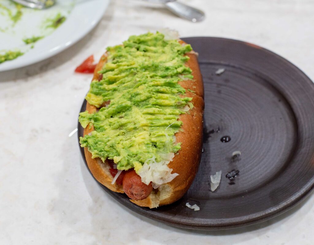 Chilean hot dog or Completo with avocado