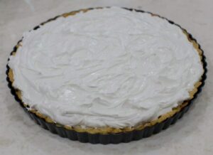 meringue covering the lemon pie