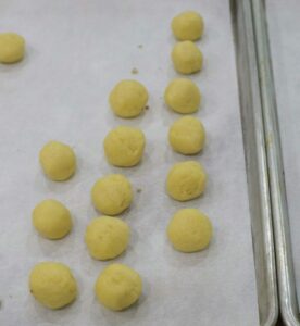Balls of dough.