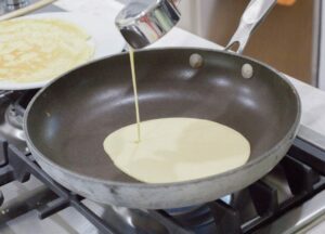 batter on hot pan