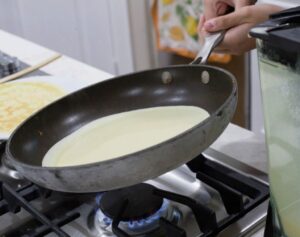 swirling the batter