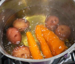 Potatoes and carrots cooked
