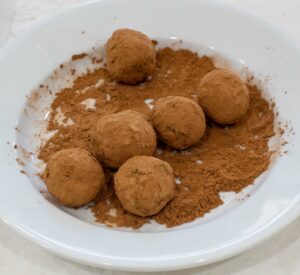 Cocoa rolled cookie truffles.