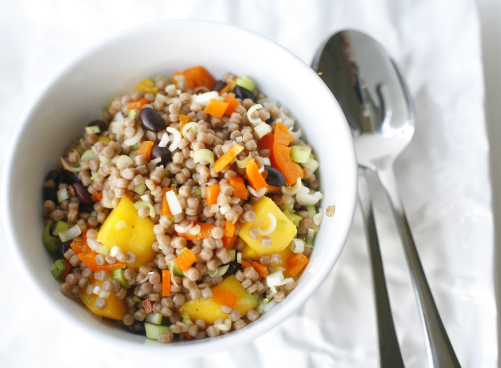 Israeli Couscous Salad with Black Beans and Mango