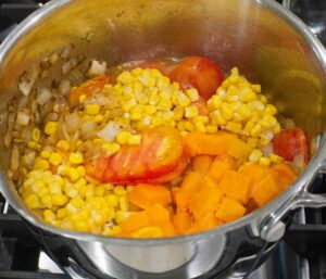 Corn, tomato, squash