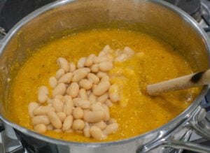 Beans added to the mazamorra