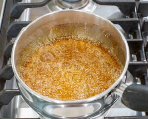 Caramel sauce boiling