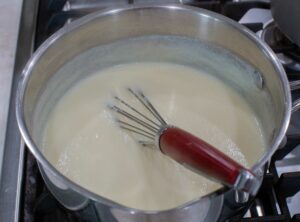 Semolina pudding on pan