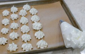 Piping the meringue