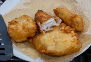 fried fish on paper towel