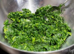 Cooked and chopped spinach
