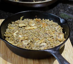 Lentils and mushroom and onion.