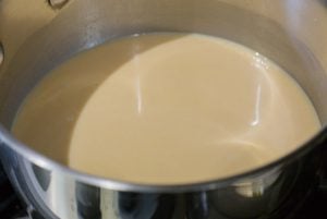 Cooked mix of milk and lucuma