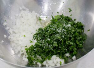 Mixing salsa verde