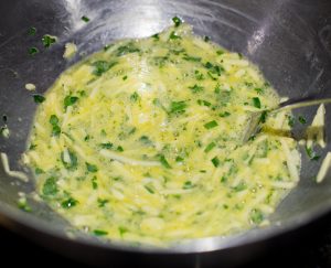 Mix of cheese, eggs and herbs.