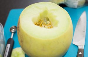 Honeydew cut with seeds