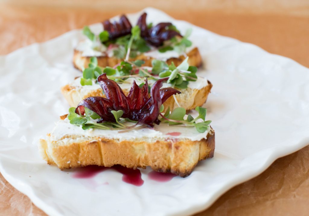 Hibiscus Flower Crostini