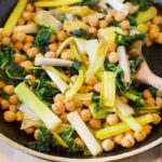 Sautéed leeks and chickpeas