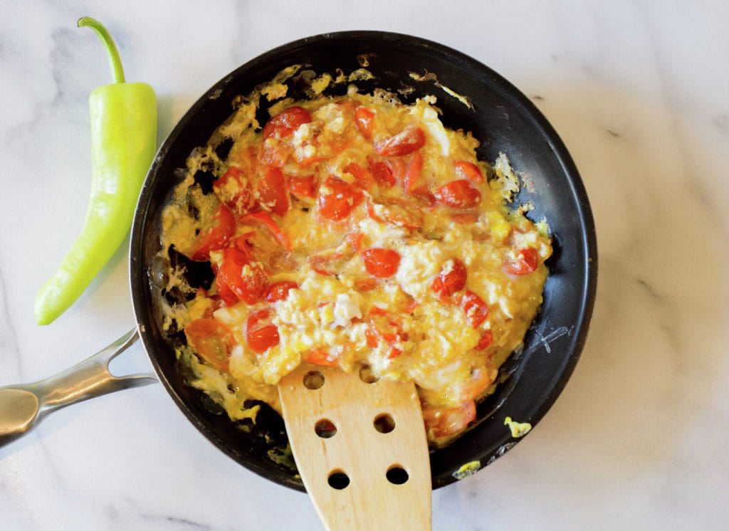 Scrambled Eggs with Tomatoes, Chilean recipe