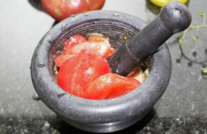 Tomato on a mortar