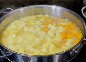 Cooked potatoes and squash.