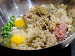 Ingredients for quinoa pork meatballs