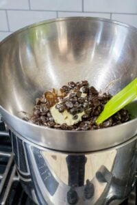 Melting the chocolate on a water bath.