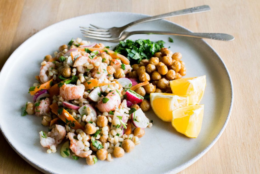 Langostino Tails Salad with Farro