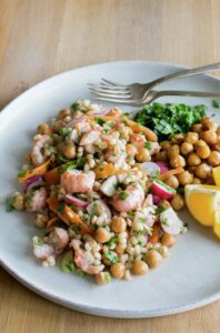 Langostino Tails Salad with farro.