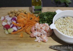 Ingredients for the langostino salad.