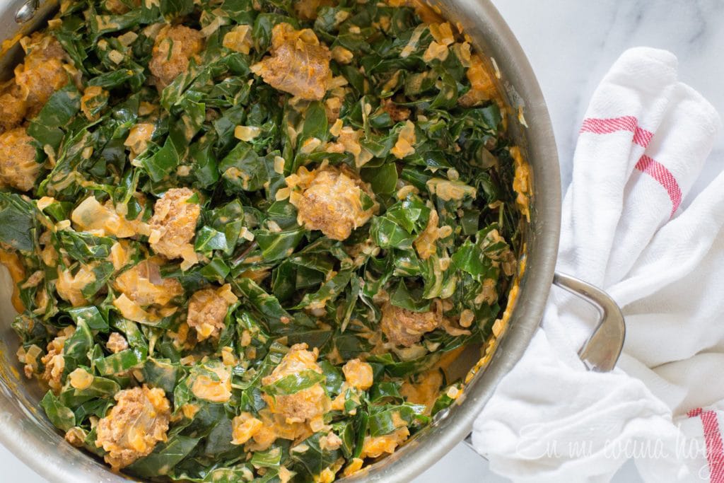 Acelga con longaniza Sautéed Swiss Chard with Chorizo