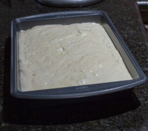 raw dough on rectangular pan
