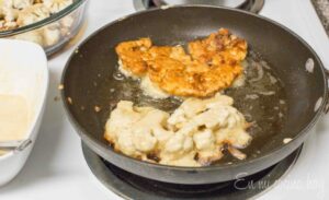 Frying the cauliflower