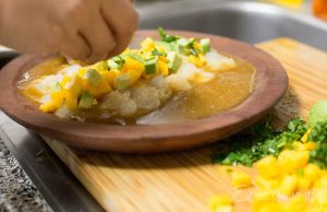 Garnishing the tiradito