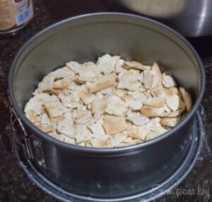 Layer of crushed crackers.