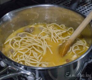 Spaghetti added to soup