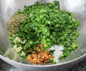 Ingredients for chimichurri.