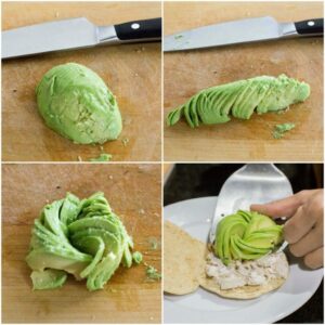 Cutting the avocado in slices