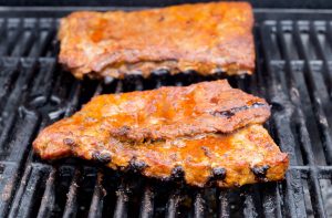 Half way cooking the ribs.