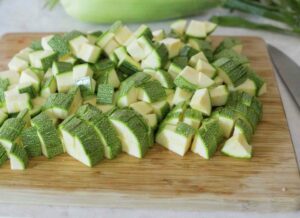 Calabacitas chopped.