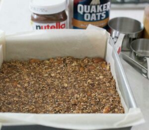 Bars in the baking pan.