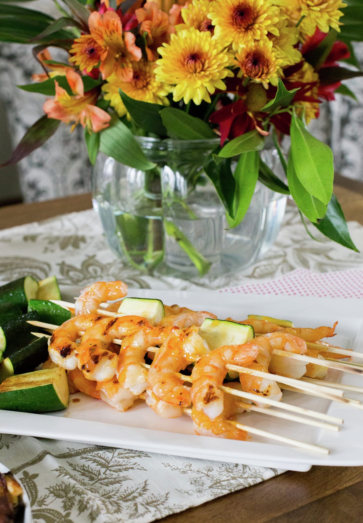 Pineapple Sriracha Shrimp Skewers