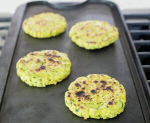 Cooking the arepas.