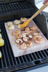 Grilling the seafood.