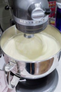 Frothy cake batter.