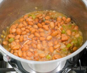 Cooked pinto beans.