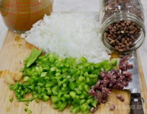 Ingredients for refried beans.