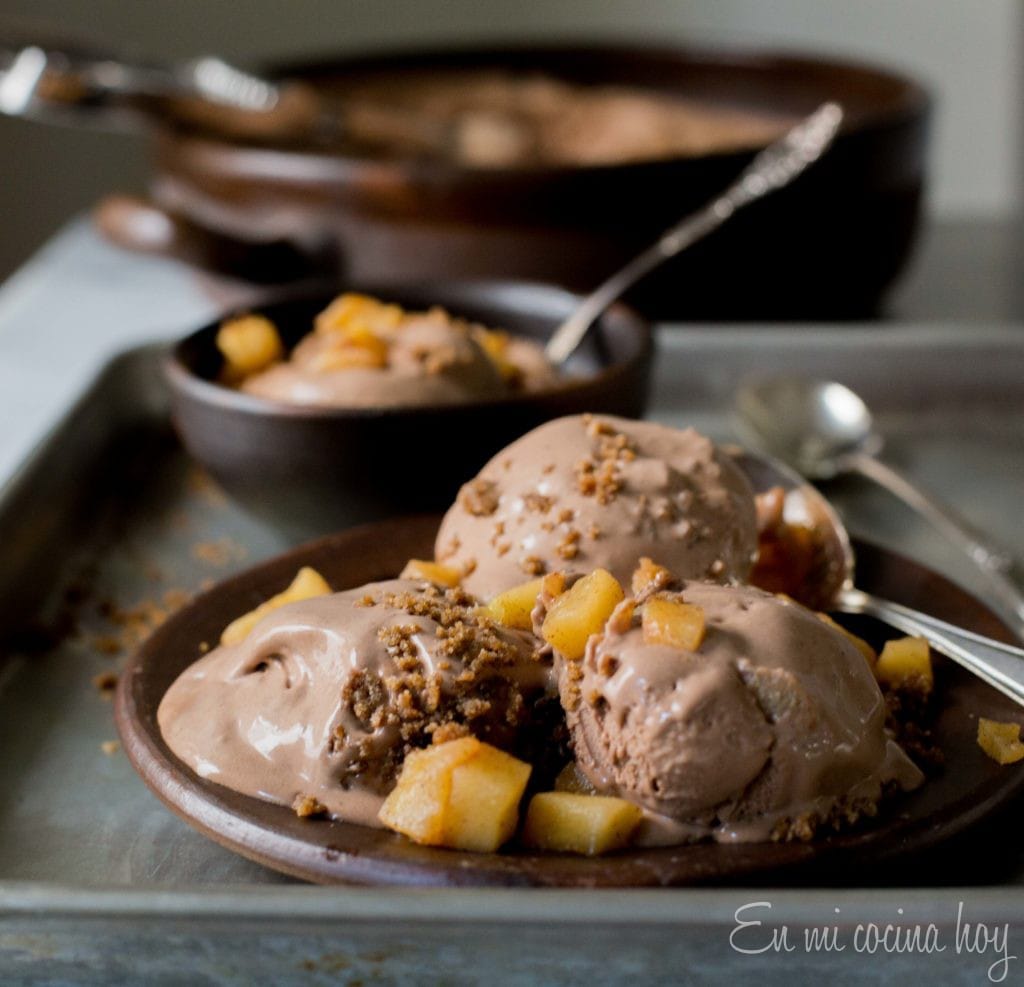 Chocolate Milk Ice Cream with Apple Streusel