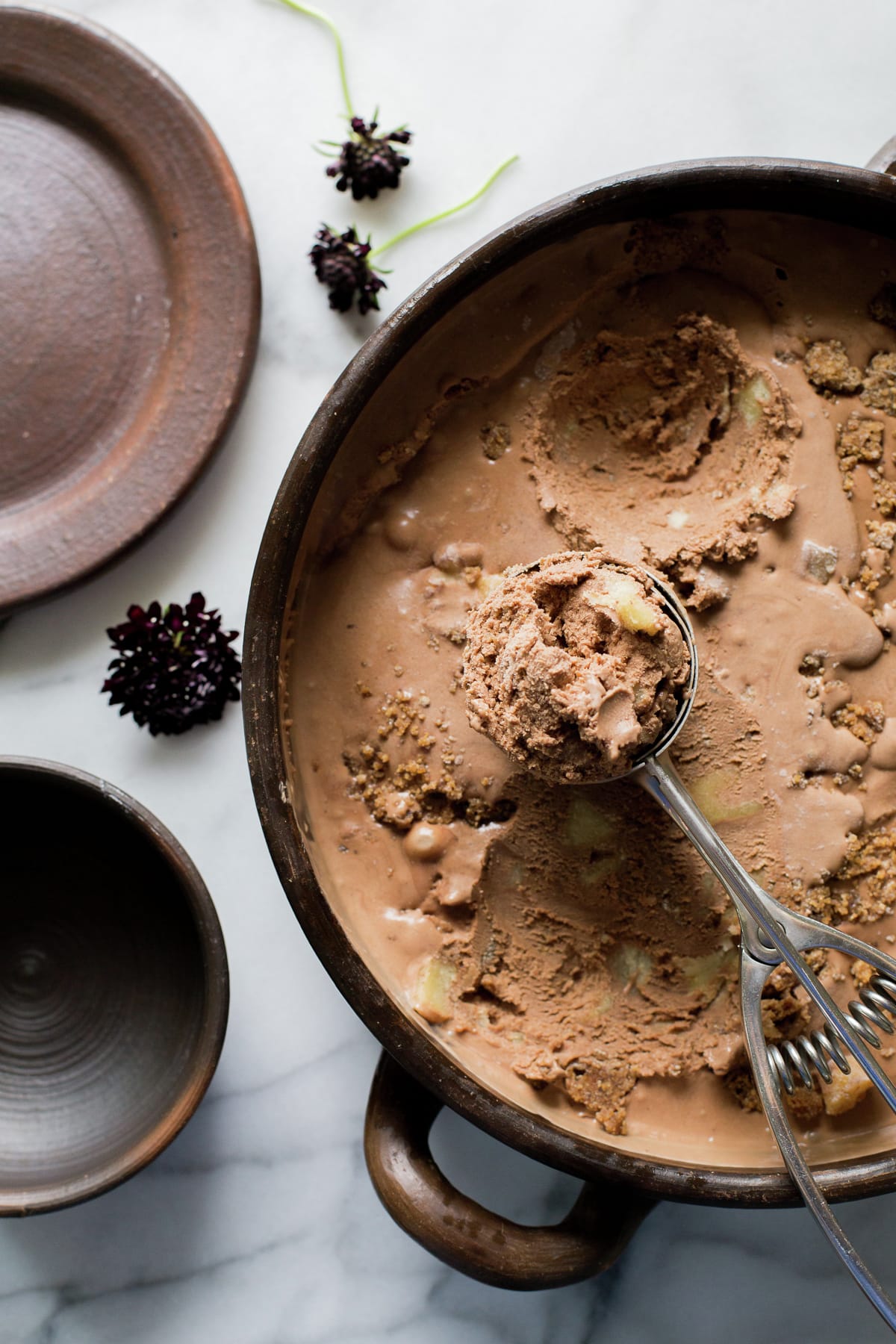 Chocolate Milk Ice Cream with Apple Streusel